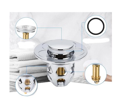 ABLAUF WASCHTISCH BAD UNIVERSAL POP UP ABDECKUNG WASCHBECKEN BAD MIT FILTER