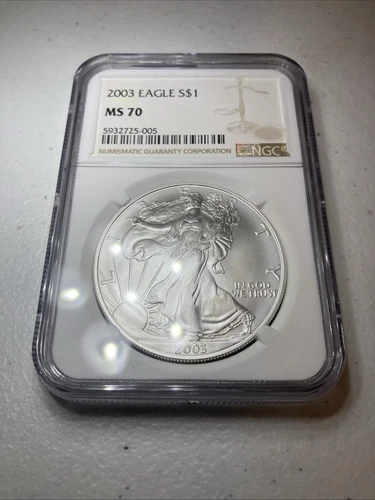 2003 $1 American Silver Eagle NGC MS70 Brown Label!