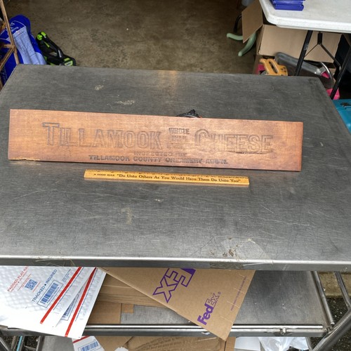 Vintage Tillamook Cheese Sign Wood Oregon County Creamery Association 4” X 22”