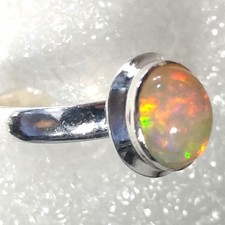 RARITÄT Ring Natur Welo Opal ECHTER  Kristallopal  Gr18 925 Silber Vollopal