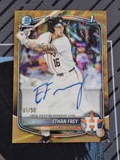 2025 Bowman Draft Chrome Prospect Autographs Ethan Frey #CPA-EF Gold Wave - 1/50