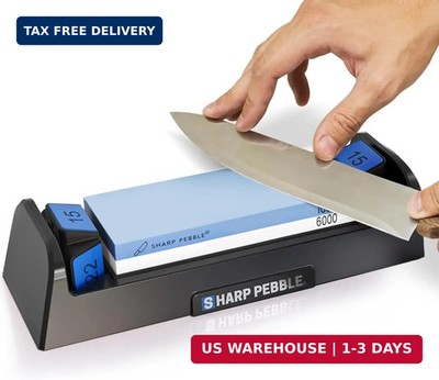 Sharp Pebble Complete Whetstone Knife Sharpening System - 1000/6000 Grit Wet Sto