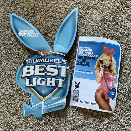Vintage Miller Milwaukee's Best Light Playboy Bunny Beer Sign Metal/Tin 24"x16"