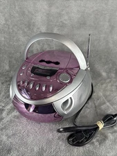 Memorex MP3230PNK Pink Chrome CD Radio Cassette Boombox - Rare - TESTED!