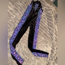 Wish True T25277 Powerhouse Black Velvet Jumpsuit purple sequins Dance LC Large