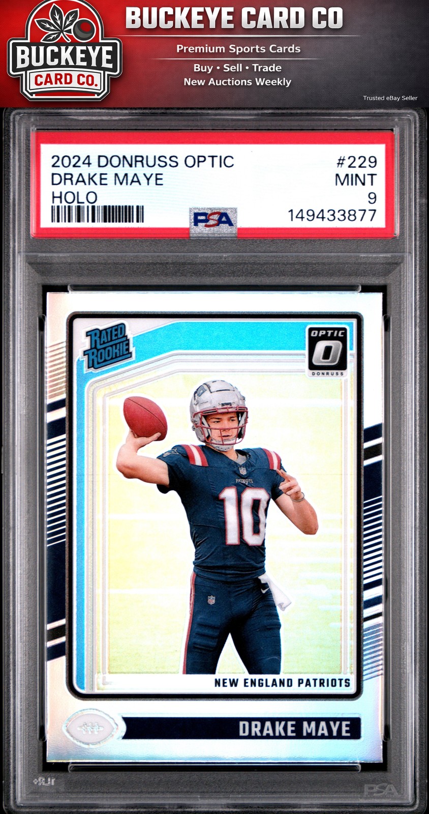 2024 Panini Donruss Optic #229 Drake Maye Holo PSA 9