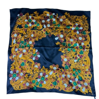 CHANEL Vintage Multicolor 100% Silk Scarf Made in Italy 38X38 | eBay