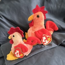 Ty Teenie Beanie Babies Strut & Doodle Rooster Plush Lot 1996