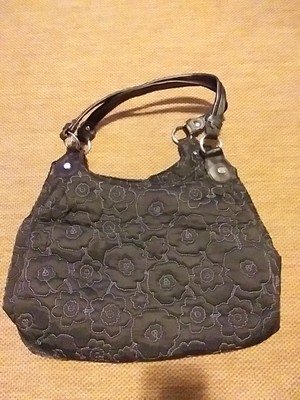 Thirty-One 5th Avenue Black Quilted Poppy Hobo Purse Shoulder Bag Black Floral