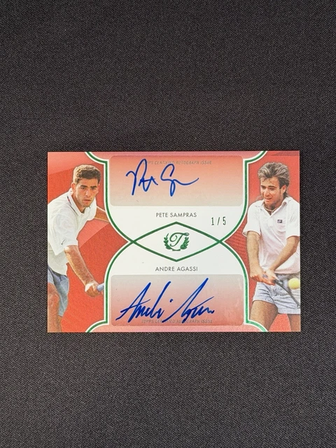 2025 Topps Triumphant Tennis Andre Agassi Pete Sampras Dual Red Autogramm 1/5 DA-4
