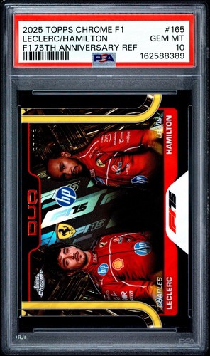 PSA 10! 2025 Chrome F1 Duo Charles Leclerc /Lewis Hamilton 75th Anniv. Black /75