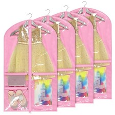 Dance Costume Bags Garment Bag 40 Inch Hanging Clothes for Dance 4 Pack Pink