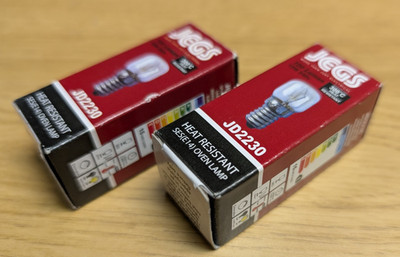 2 x Jegs 300 Grad hitzebeständige 15W SES E14 Backofen Lampen Herd Glühbirnen
