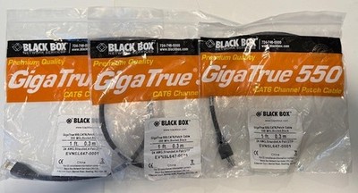Black Box Giga True 550MHz Cat6 EVNSL647-0001 1ft 24AWG, Stranded, 4-pair  3 Lot
