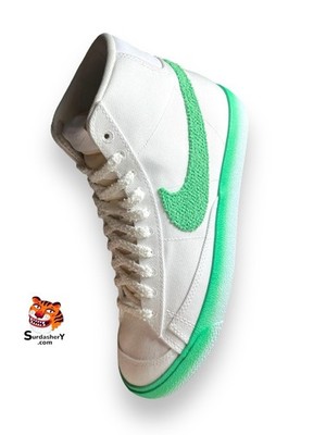 Nike Blazer Mid 77 Chenille Swoosh Green Fade Sneaker Women s 9.5