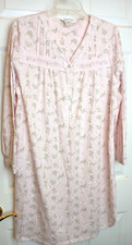 Vanity Fair Short Nightgown Large Pink Floral Cotton Blend Long Sleeve D-27
