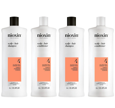 NIOXIN System 4 Cleanser Shampoo 2pcs & Scalp Therapy Conditioner 2pcs 33.8oz 