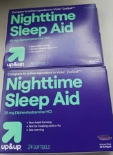 Up & Up Nighttime Sleep Aid 25mg Non Habit Forming 24 Softgels Exp 3/26 Lot Of 2