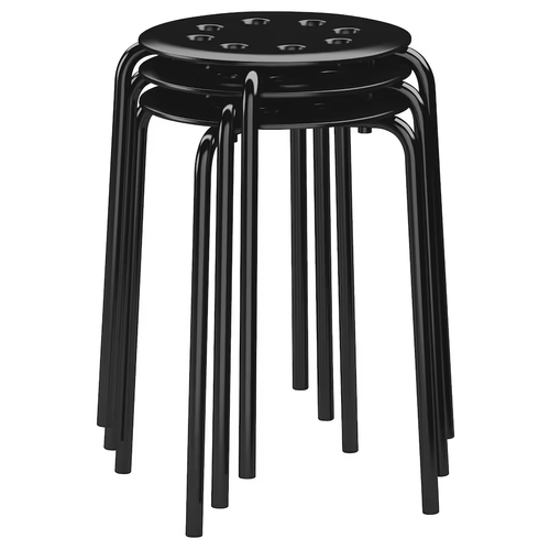 IKEA Stool Marius stackable Kitchen Breakfast Bar Dining Stool BLACK 17 3/4 - Picture 2 of 11