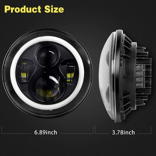 2X 7'' Round LED Headlights Red Halo DRL For 1953-1977 F-100 F-250 F-350 Pickup - Picture 2 of 8