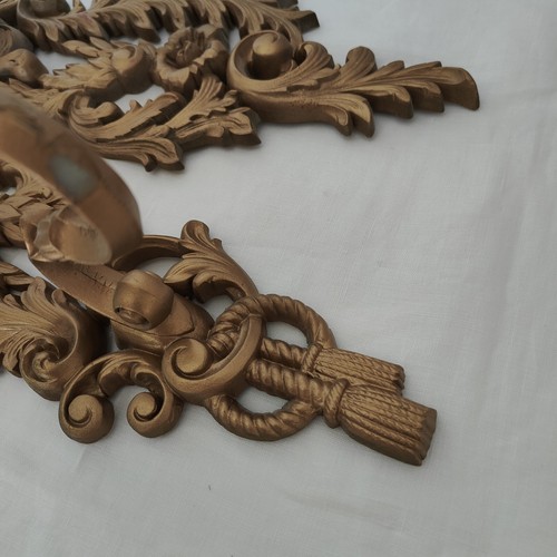 MCM Burwood Gold French Rococo Candlestick Holder 14.5” tall Wall Sconces Set 2 - Picture 5 of 18