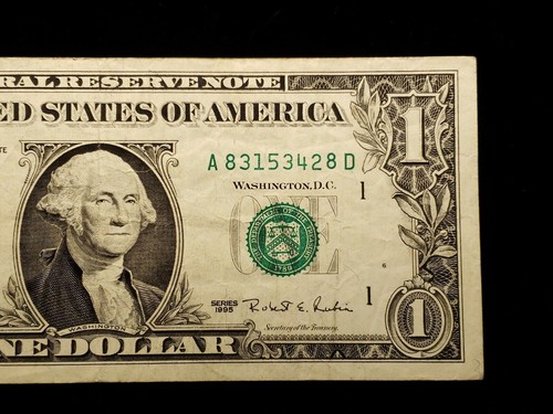 1995 $1 Web Note FRN A83153428D - Run 13 - AD Block 6/8 - F/VF - SKU-CA765 - Picture 3 of 6