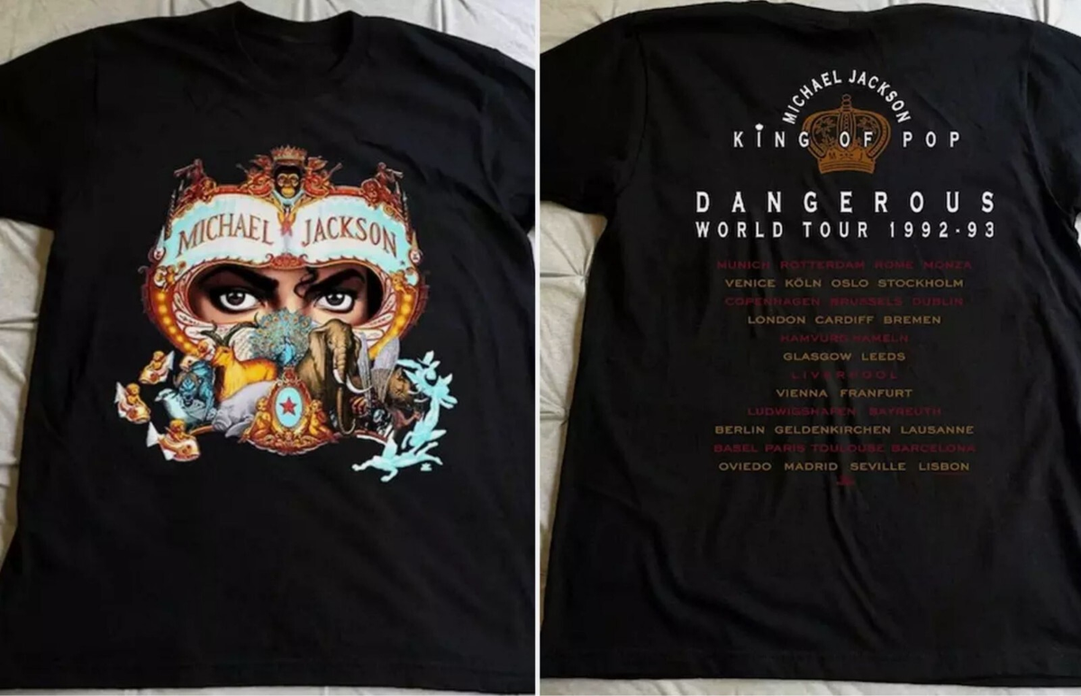 1992 Michael Jackson Dangerous World Tour Shirt - Black Unisex