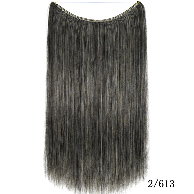 Invisible Wire Hair Extensions Straight Synthetic Natural Black Blonde One Piece