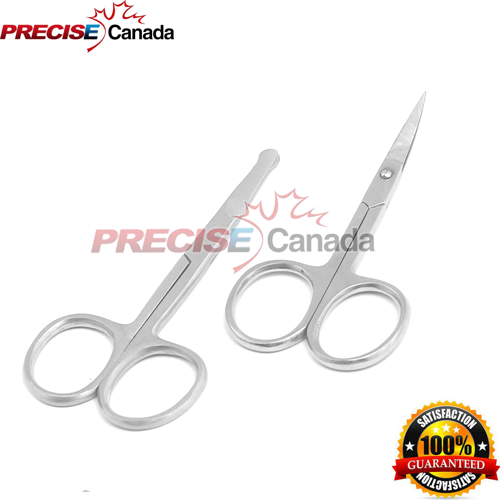 2 Moustache Trimmer For Men Nose Hairs Curved And Rounded Facial Hair Scissors 