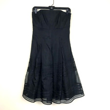 WHBM Strapless Cocktail Little Black Dress Formal Sheer Timeless Minimalist Sz 4