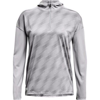 Under Armour Women's Mod Grey UA Locker Emboss 1/4 Zip Hoodie-Our Price: $28.95