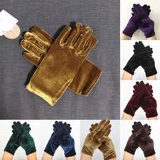 Women Girls Gold Velvet Gloves Etiquette Cycling Driving Touch Screen Mittens