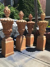Massive architectural Maitland Smith set of 4  covered garden urns 91 inches