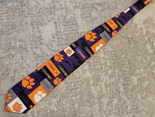 Clemson University Tigers Ralph Marlin Block  Play Neck Tie Football Basketball