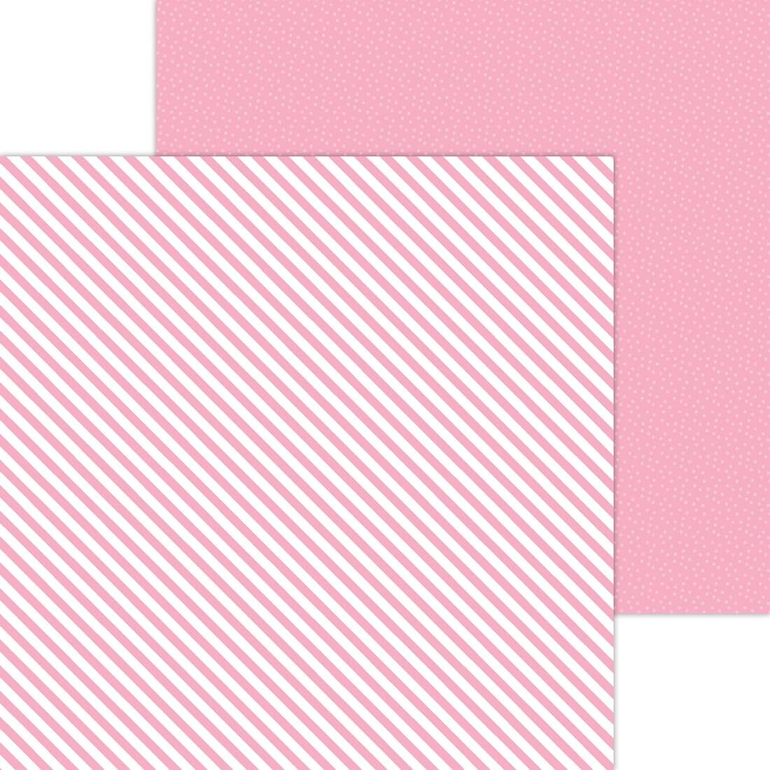 Cupcake Pink Stripe and Sprinkles Petite Prints - 12X12 Scrapbook Paper - 5 Shee-image