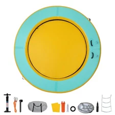 8'x8' Inflatable Floating Dock Platform Mat with Ladder Quick Inflate for Pool