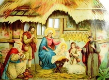 1880's-90's Nativity Manger Scene Christmas Die Cut Victorian 6 5/8" X 9 3/8" *T