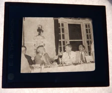 ANTIQUE PHOTOGRAH GLASS NEGATIVE DINNER MEN LAUGHTER  4" x 3"