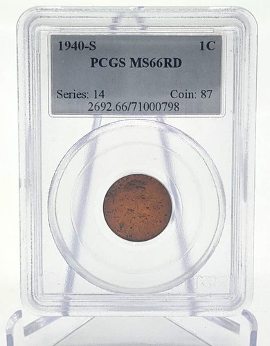 1940 S PCGS MS66RD Lincoln Wheat Cent 1c Penny US Mint Coin 1940-S MS-66 RD