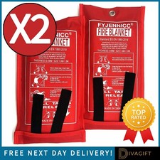 FIRE BLANKETS LARGE QUICK RELEASE HOME OFFICE KITCHEN SAFETY FIRE BLANKET x2
