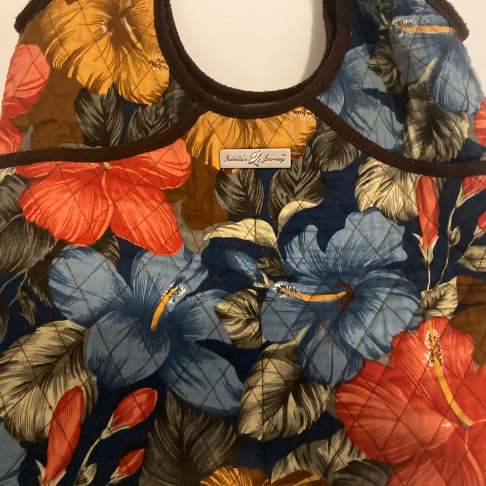 Isabella's Journey Brillante Floral Cartera Acolchada Algodón Grande Bolso de Hombro LEER Foto 3 de 4