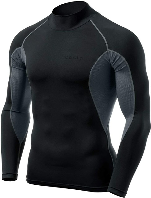 Download TSLA Men's Mock Long-Sleeved Compression Cool Dry ...