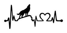 Wolf Heartbeat Decal 1 3"x7" Choose Color