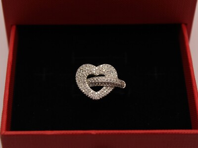 SILBER RING HERZ LIEBESKNOTEN WEISSE ZIRKONIA GRÖSSE 16 MM 16X21 Exploit