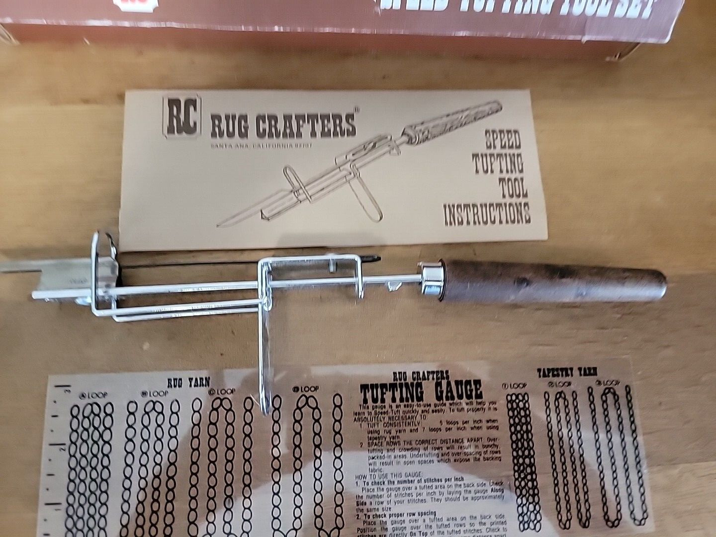 Vintage RC Rug Crafters Speed Tufting Tapestry Tool Set With Box, Gauge