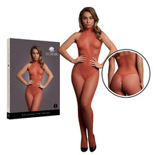 Fishnet Lace Bodystocking Halter Neck Stretchable Fabric Open Crotch Lingerie