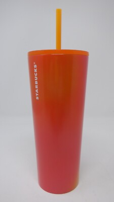 Starbucks | Orange Pink Abstract Gradient Stainless Steel Cold Cup (24oz)