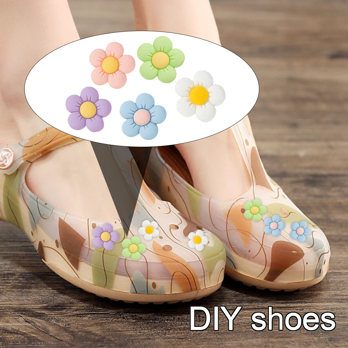 10Pcs Crocs DIY Flower Shaped Shoes Buttons Decoration For Croc Charms