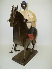 Arte Felguerez antique metal sculpture horse and rider polo