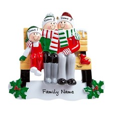 PERSONALIZED Park Bench Family - Family of 3 Christmas Ornament Keepsake Gift